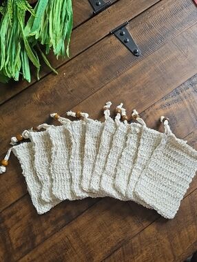 Natural Cotton Soap Saver Bags (Set of 10) - Cream